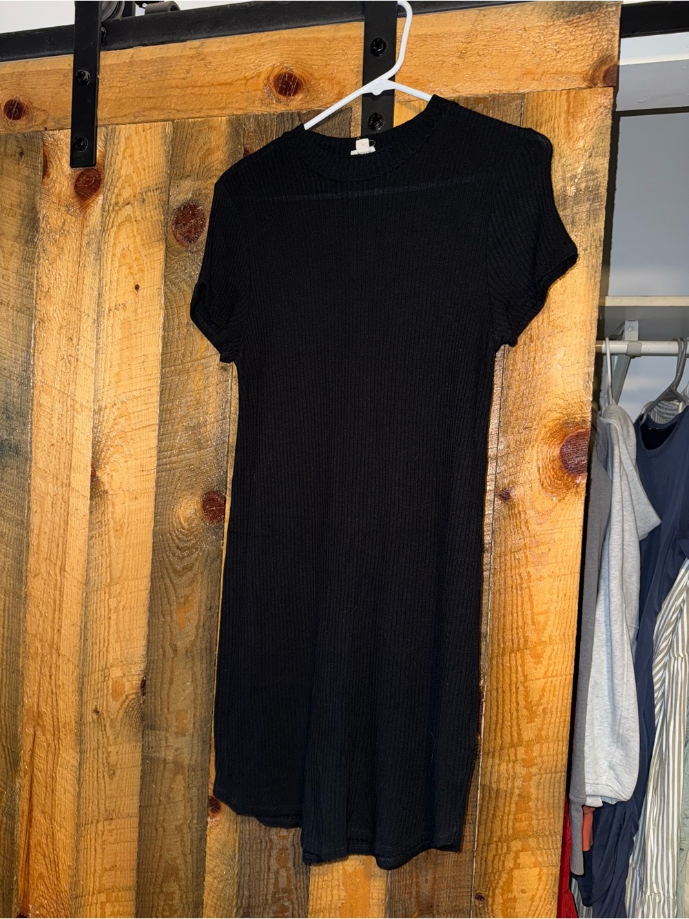 Garage Black Ribbed Mini Dress